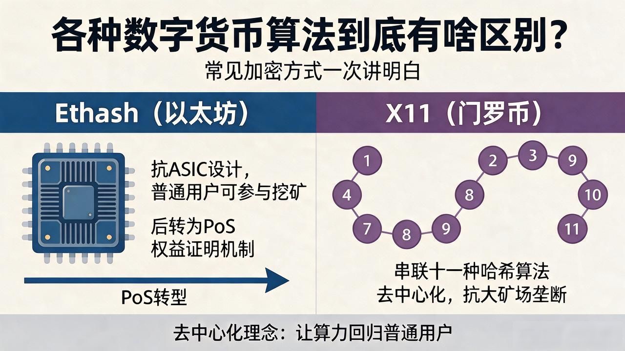 比特币SHA-256与莱特币Scrypt区别_数字货币常用加密算法对比_各种数字货币算法介绍