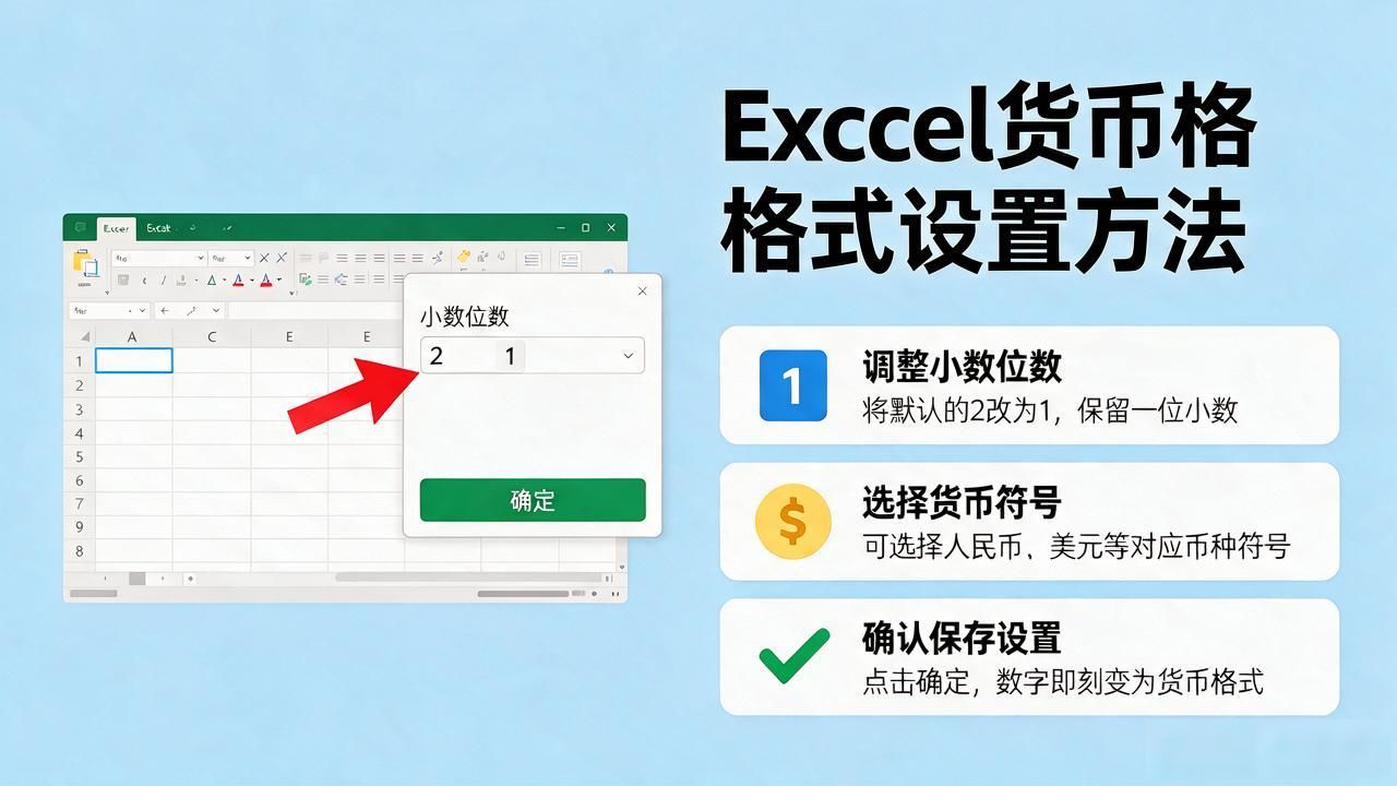 Excel货币格式怎么设？保留一位小数快速搞定