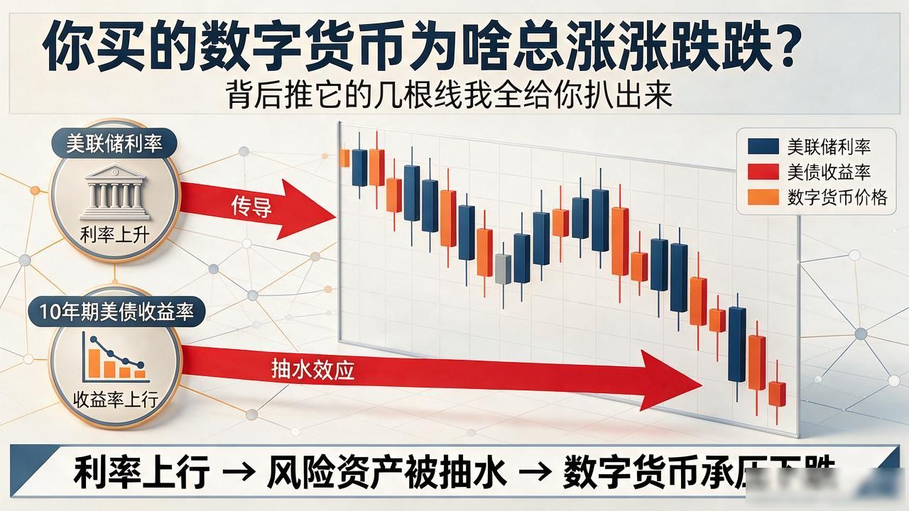 你买的数字货币为啥总涨涨跌跌？背后推它的几根线我全给你扒出来