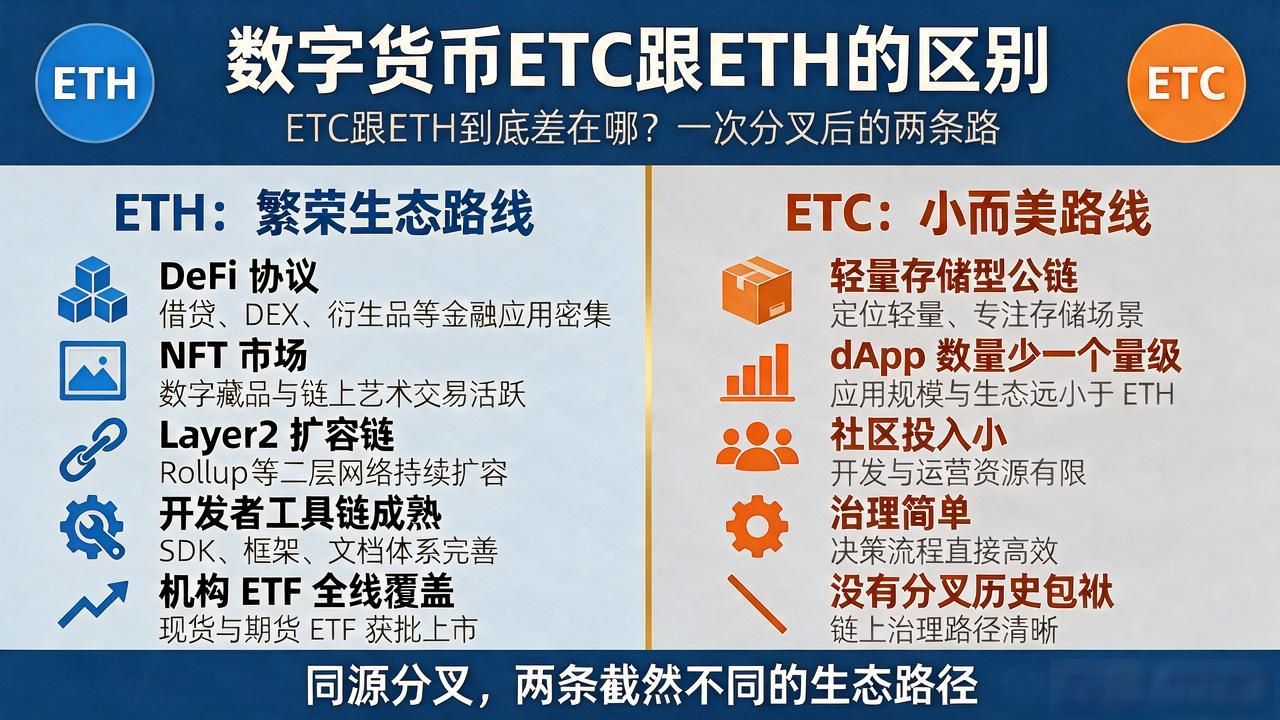 数字货币ETC跟ETH的区别 ETC跟ETH到底差在哪？一次分叉后的两条路
