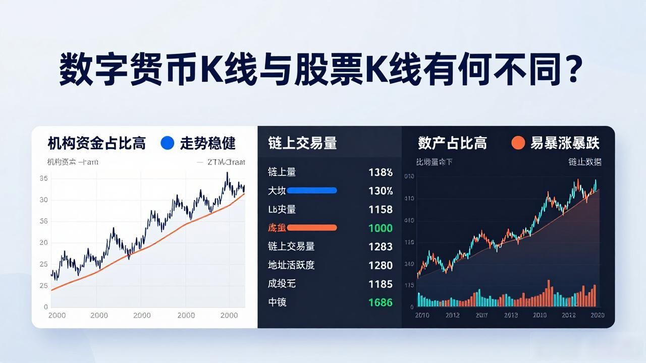 数字货币的k线跟股票一样吗_数字货币K线与股票K线的区别_数字货币与股票交易时间差异