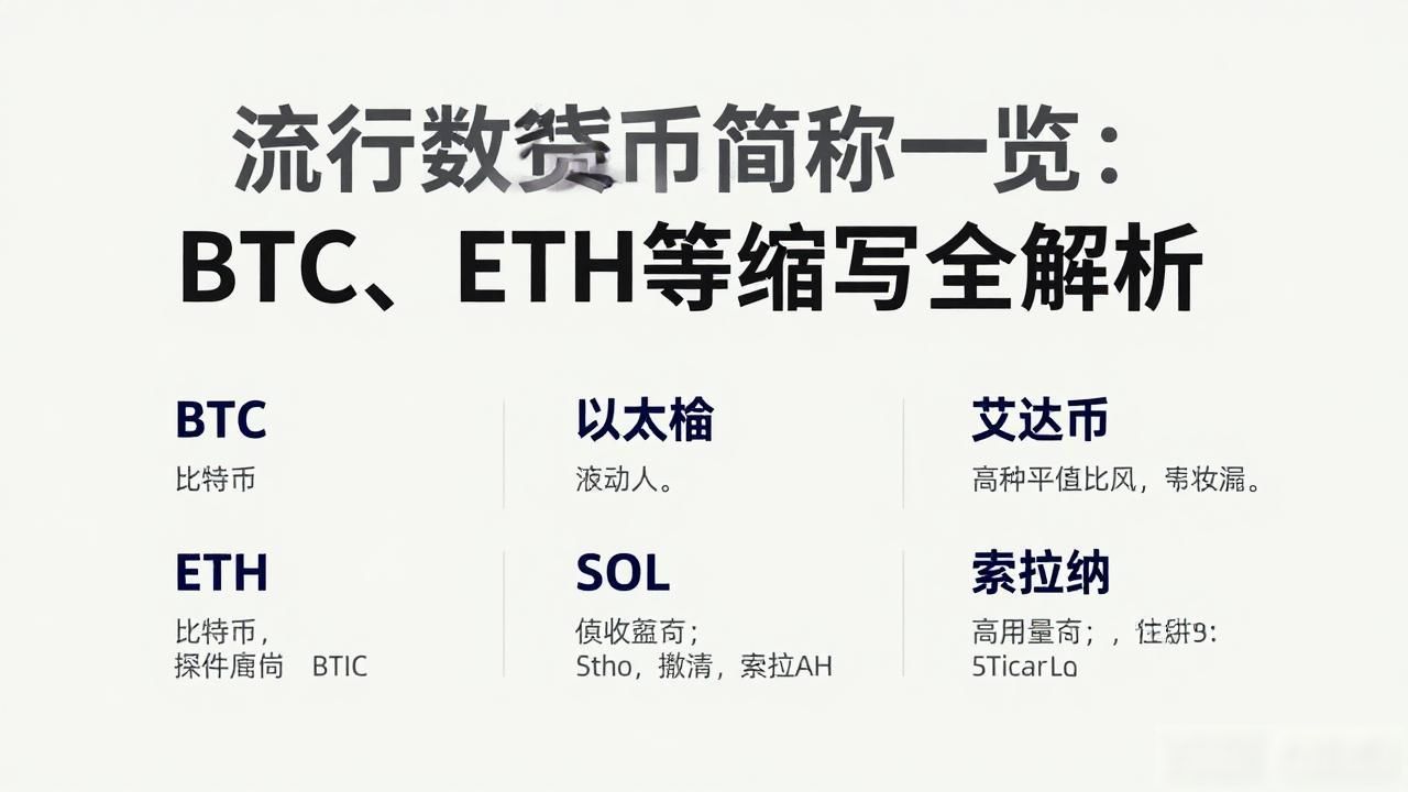 流行数字货币简称一览：BTC、ETH等缩写全解析